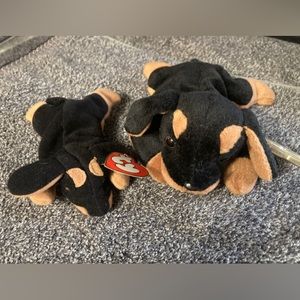 BUNDLE DOBY the Doberman Pinscher Ty Beanie Teenie and Beanie Baby, 1 OF A KIND!